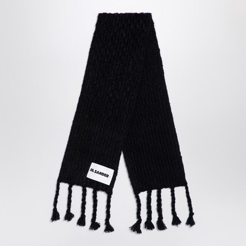 JIL SANDER  BLACK MOHAIR BLEND SCARF