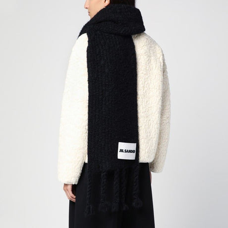 JIL SANDER  BLACK MOHAIR BLEND SCARF