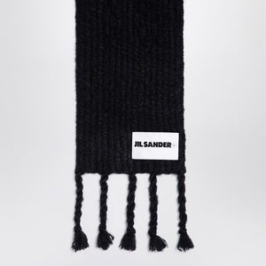 JIL SANDER  BLACK MOHAIR BLEND SCARF