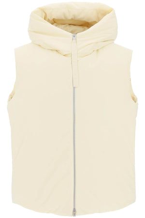 JIL SANDER Stylish Oversized Hooded Down Vest for Men - White