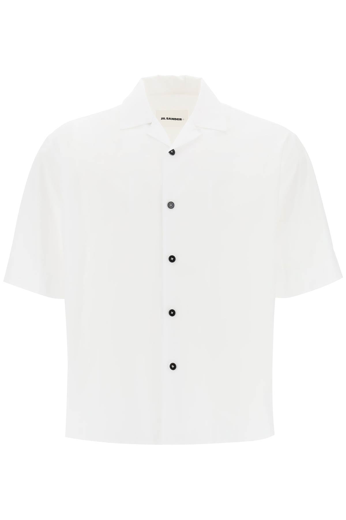 JIL SANDER French Blue Cotton Shirt with Short Sleeves for Men