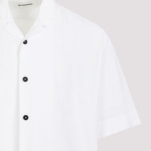 JIL SANDER French Blue Cotton Shirt with Short Sleeves for Men