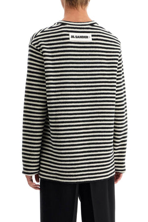 JIL SANDER Relaxed Fit Striped Wool Sweater (Size L)