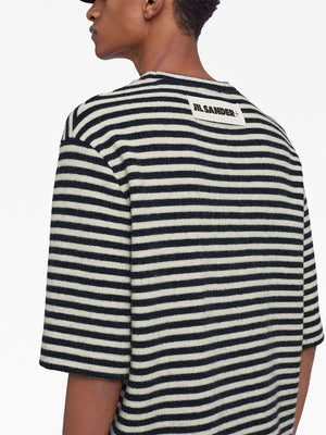 JIL SANDER Gray Striped Wool T-Shirt for Men - FW23 Collection