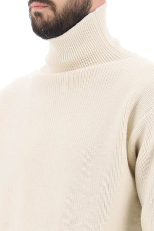 JIL SANDER Men's High-Neck Sweater with Zip Opening - White