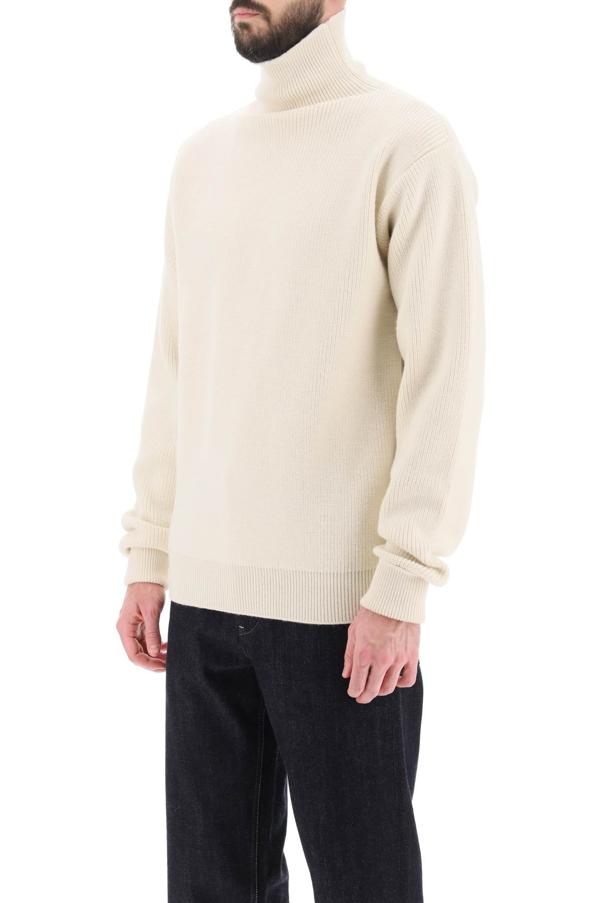 JIL SANDER Men's High-Neck Sweater with Zip Opening - White