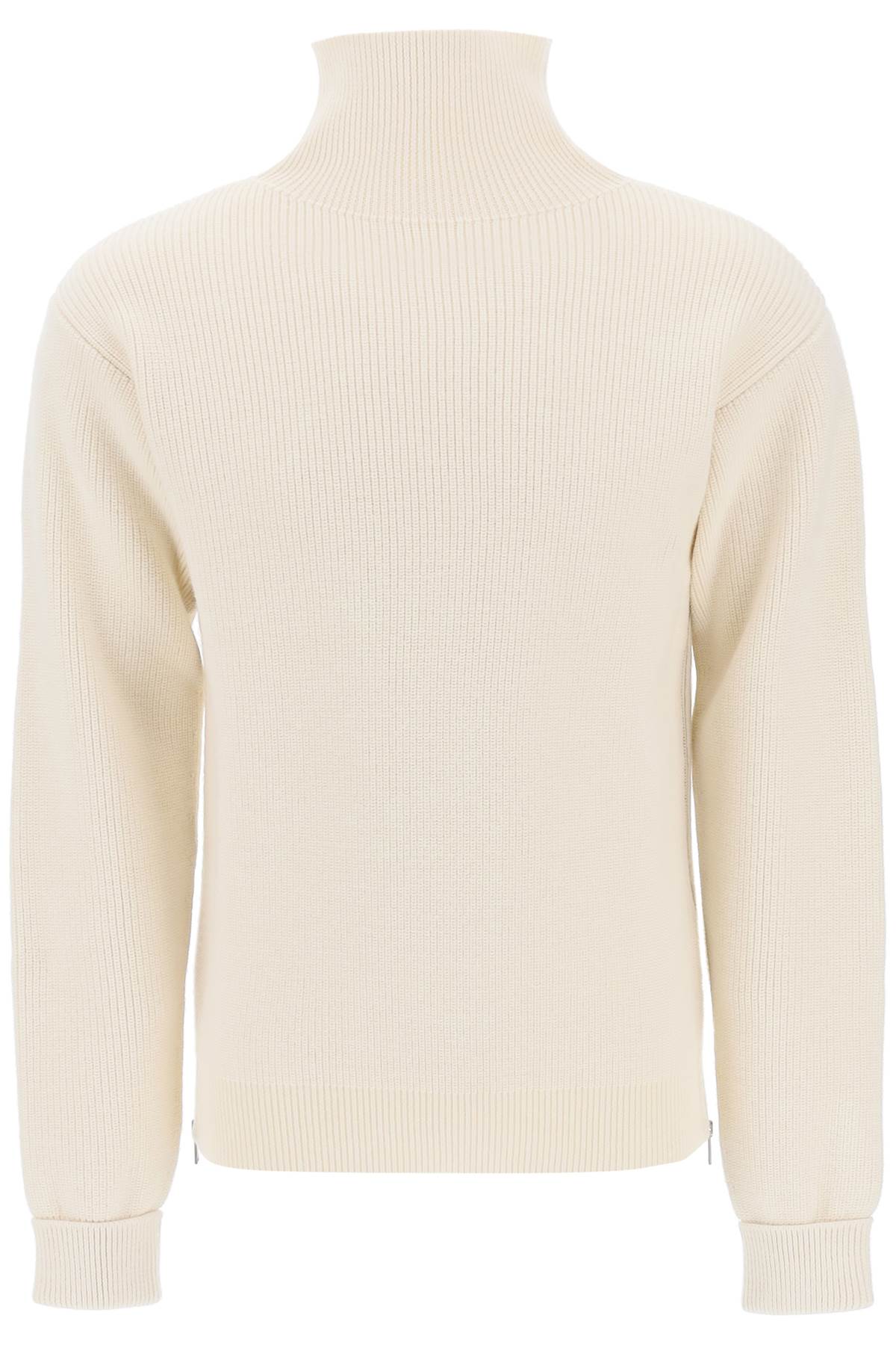 JIL SANDER Men's High-Neck Sweater with Zip Opening - White