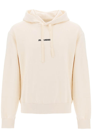 JIL SANDER Powder Green Cotton Sweatshirt with Hood and Logo for Men - FW23 Collection