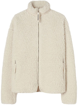 JIL SANDER Luxury Cream Shearling Zip-Up Cardigan