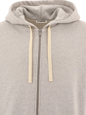 JIL SANDER Zippered Oversized Hoodie with Logo Patch