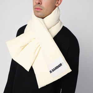 JIL SANDER Beige Padded Scarf with Logo Tag