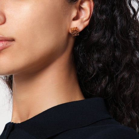 LOEWE Elegant Gold Finish Anagram Stud Earrings