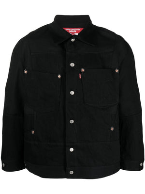 Men's Black Cotton Button-Up Jacket for FW23