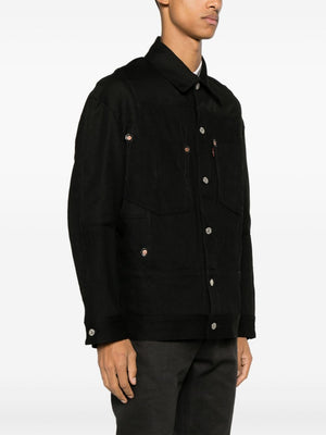 Men's Black Cotton Button-Up Jacket for FW23