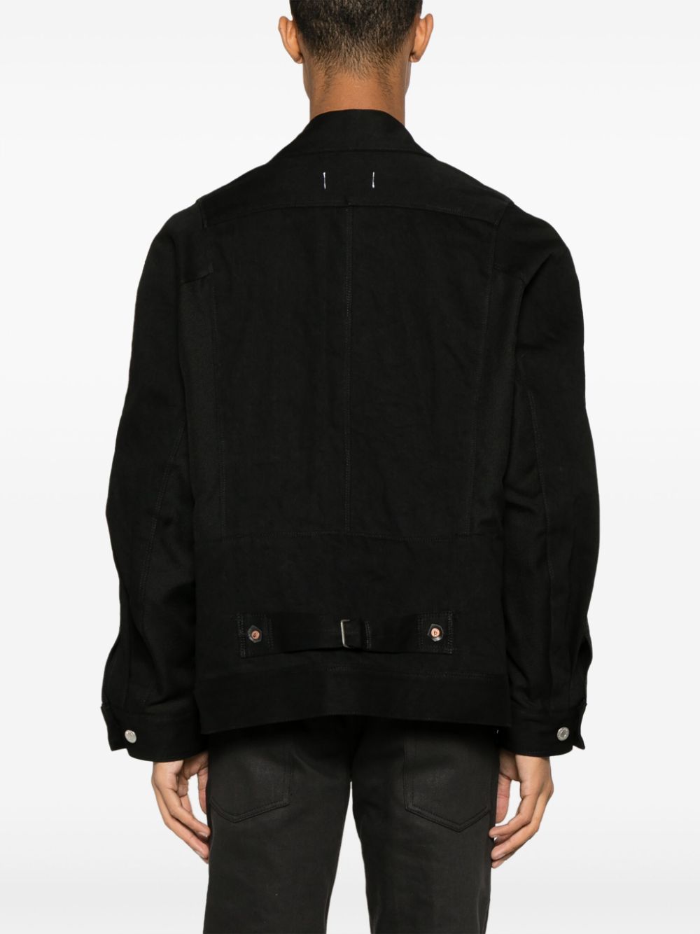 Mens buttoned shirt jacket - black cotton and wool construction by Junya Watanabe