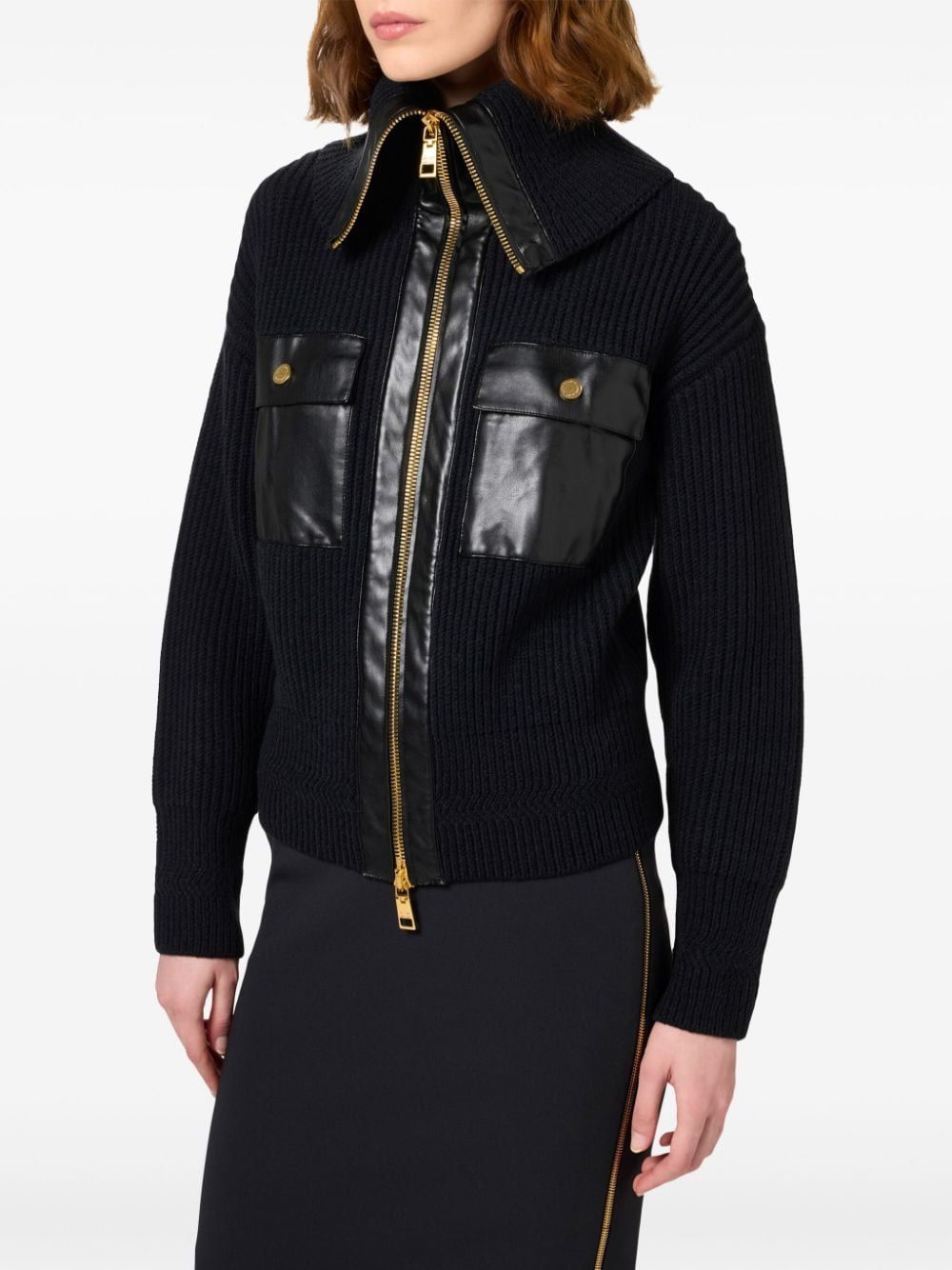 ELISABETTA FRANCHI Sleek Zippered Fisherman Cardigan