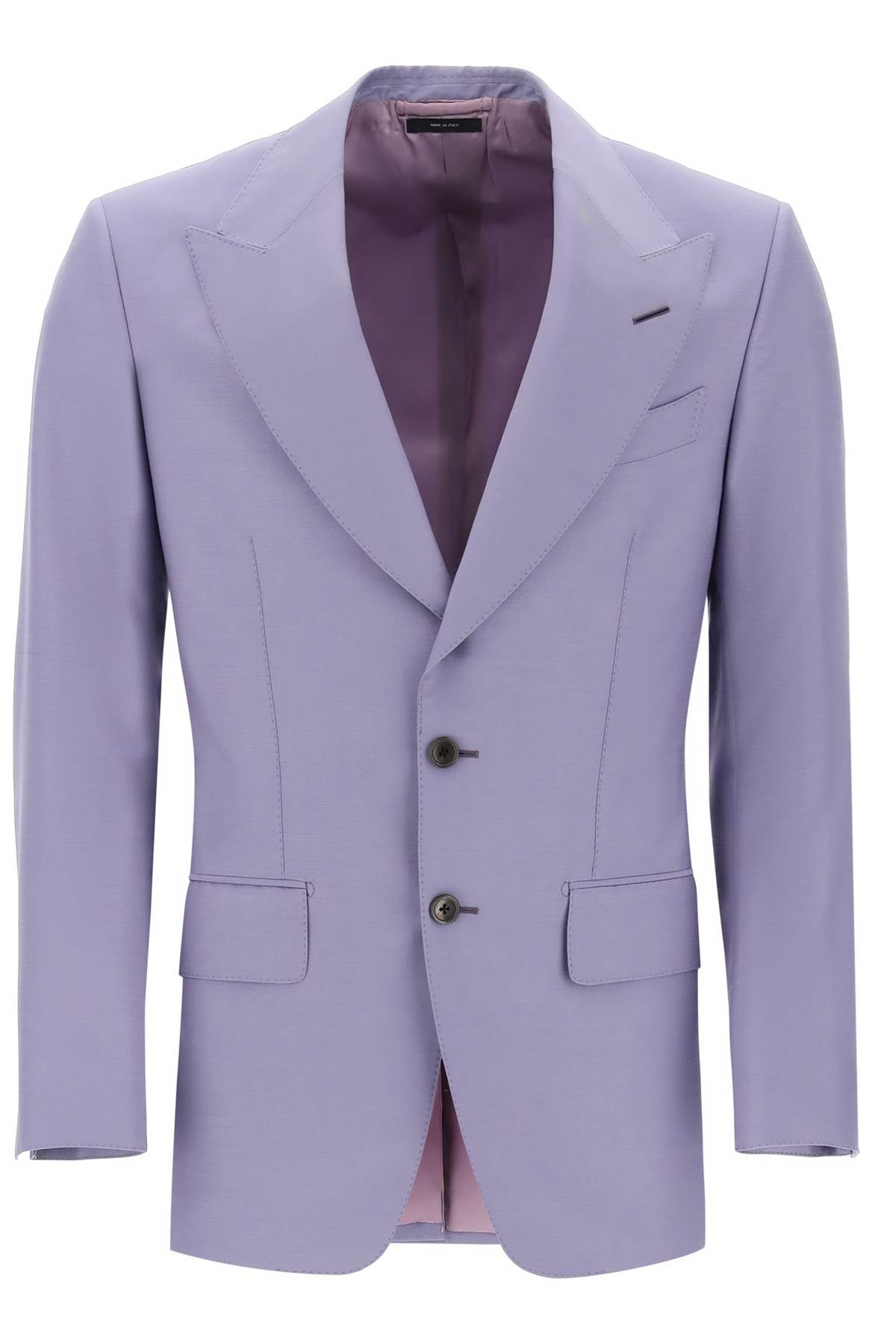 TOM FORD Men's Slim Fit Purple Blazer - Wool and Silk Blend, Wide Peak Lapels, Two-Button Closure