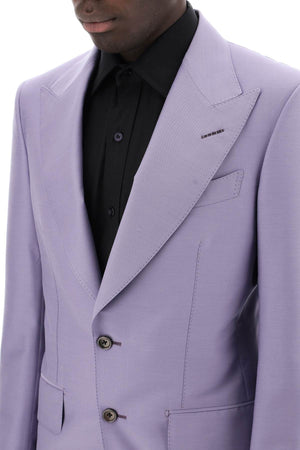 TOM FORD Men's Slim Fit Purple Blazer - Wool and Silk Blend, Wide Peak Lapels, Two-Button Closure