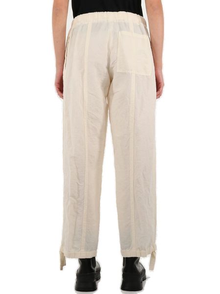 JIL SANDER White Drawstring Trousers for Women - Crinkle Effect, Relaxed Fit, Wide Leg