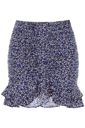 Blue Silk Mini Skirt with Ruched Hips and Asymmetric Hem - Signature Design by Isabel Marant for Women
