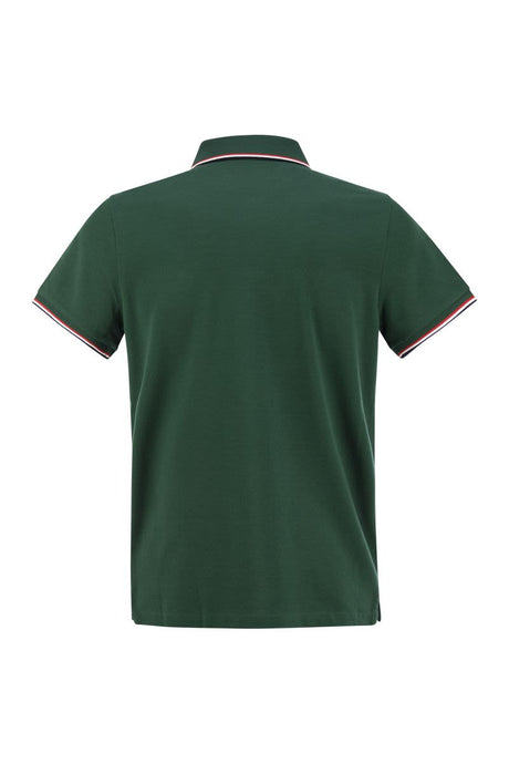 MONCLER Cotton Pique Polo Shirt with Tricolor Trim