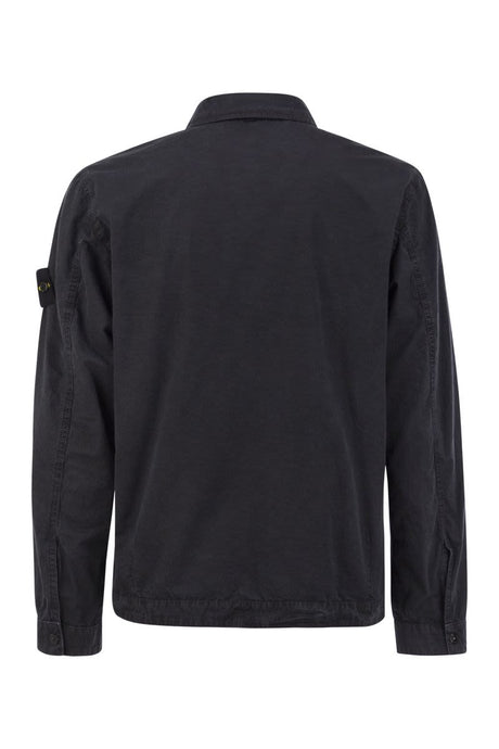 STONE ISLAND Men's Cotton Twill Overshirt with Zipper Closure