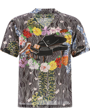 KAPITAL Men's Luxe Oversized Black Aloha Shirt, Size M