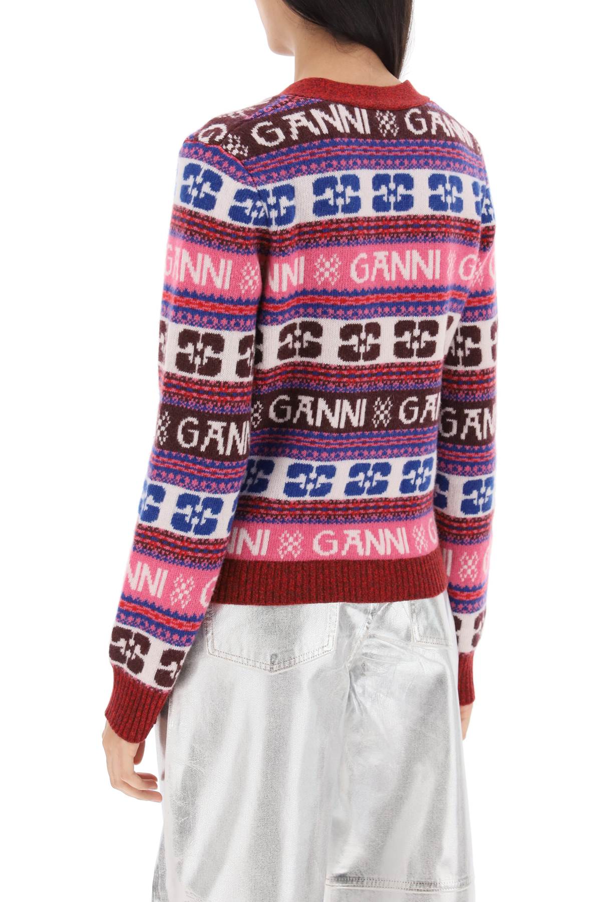 Áo cardigan phối màu nhiều sắc Ganni cho nữ SS24