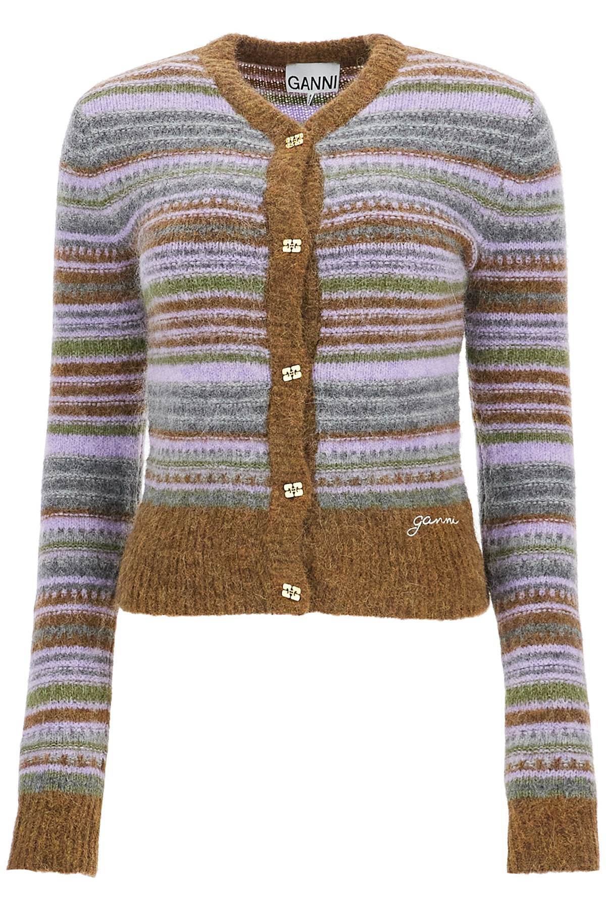 GANNI Soft Striped Cardigan with Fluffy Texture - XS