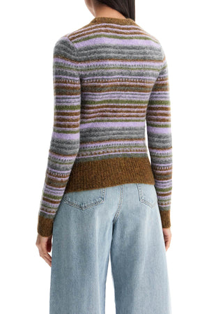 GANNI Soft Striped Cardigan with Fluffy Texture - XS