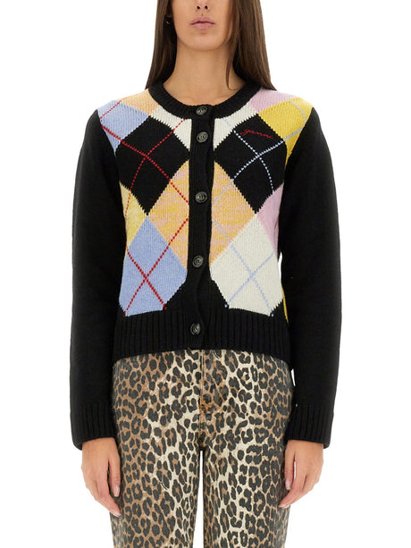 GANNI Harlequin Knit Cardigan - Women's Size S