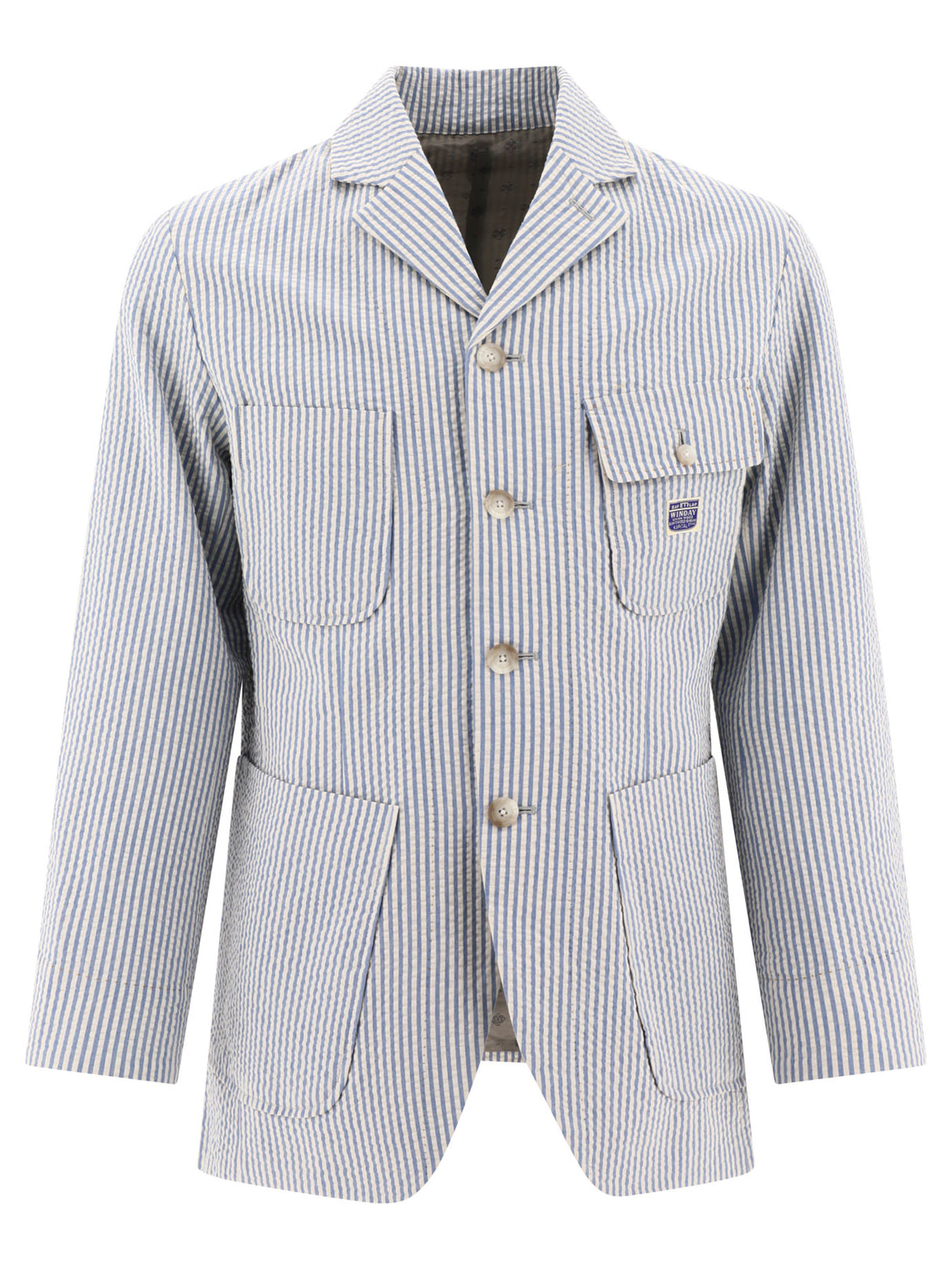 KAPITAL Men's Striped Cotton Blazer - Light Blue