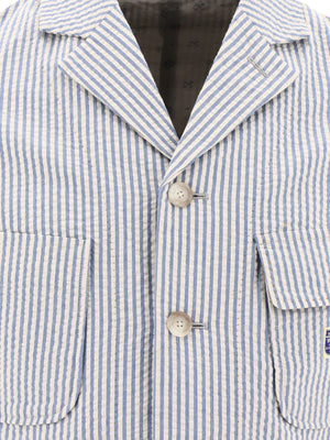 KAPITAL Men's Striped Cotton Blazer - Light Blue