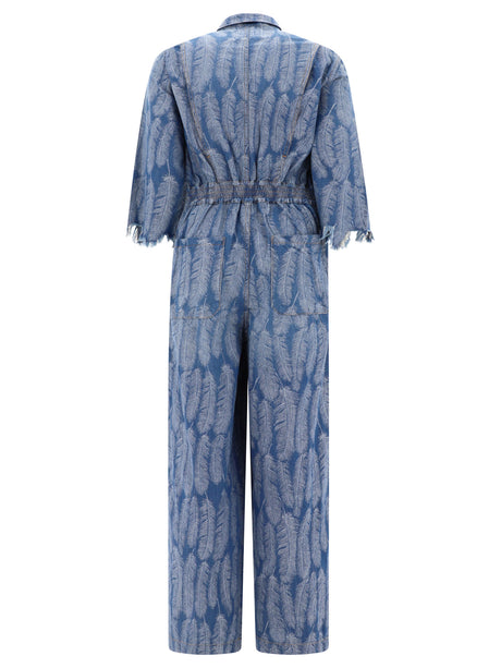 KAPITAL Magpie Light Blue Cotton Jumpsuit