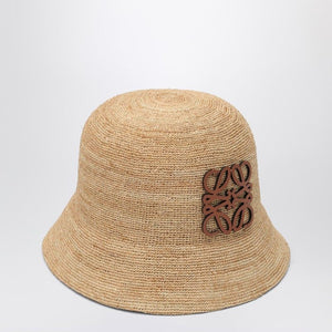 LOEWE Raffia and Leather Bucket Hat with Anagram - Women's