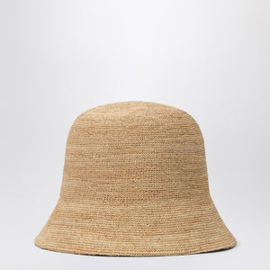 LOEWE Raffia and Leather Bucket Hat with Anagram - Women's