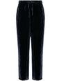 PIERRE LOUIS MASCIA Navy Blue Wide-Leg Velvet Trousers