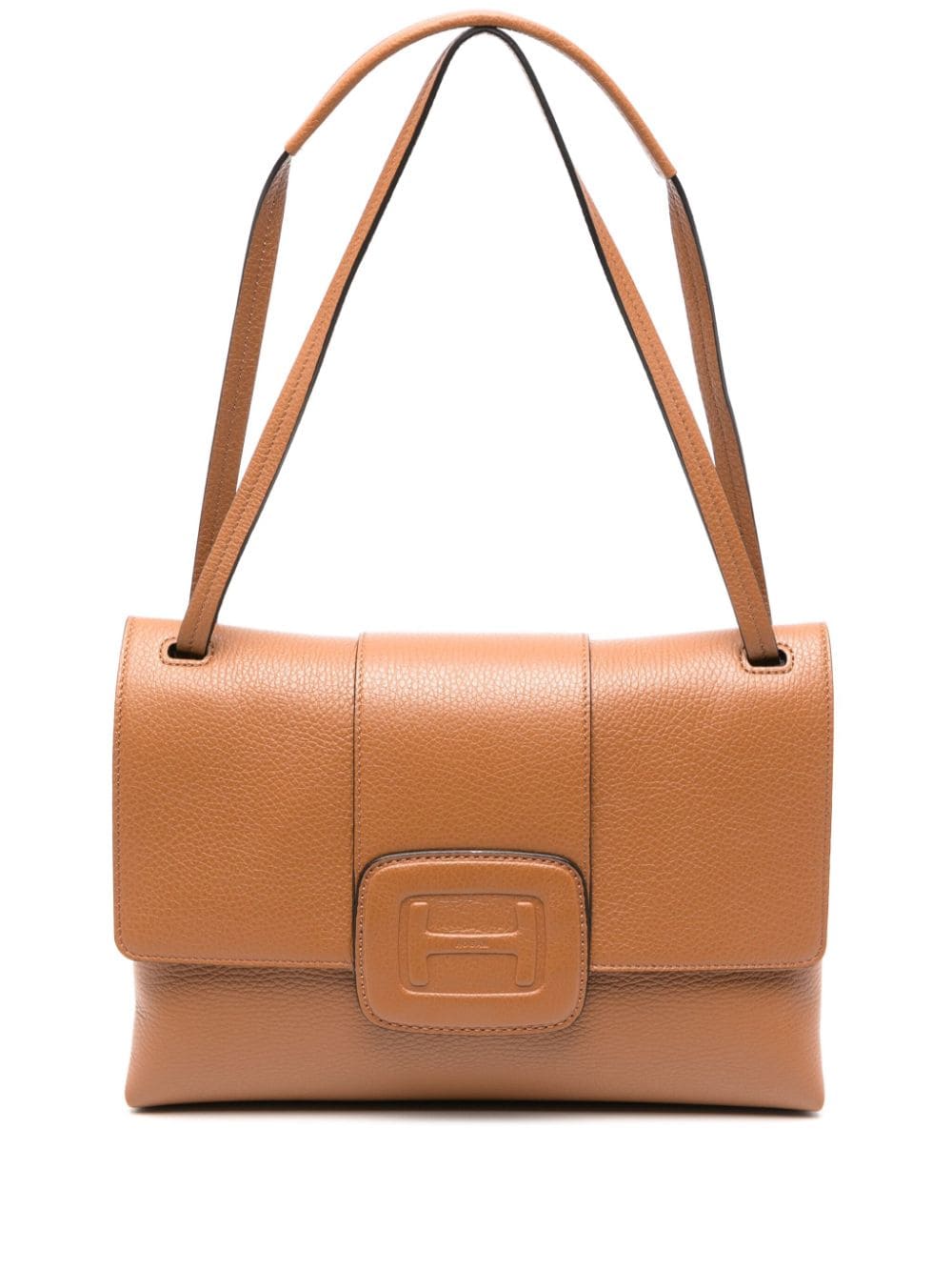 HOGAN Elegant Medium Leather Crossbody Handbag in Camel Brown