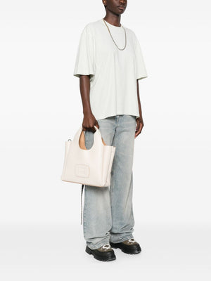 HOGAN Chic Off-White Mini Leather Tote with Embossed Detail