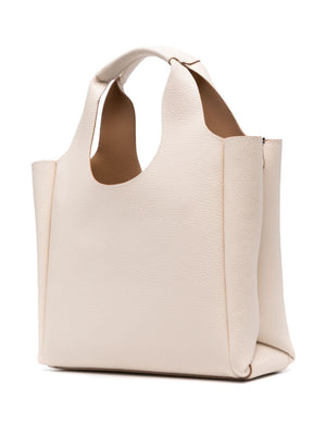 HOGAN Chic Off-White Mini Leather Tote with Embossed Detail