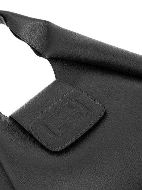 時尚黑色皮革斜揹包-SS24季製造