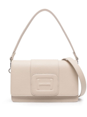 HOGAN Elegant Leather Crossbody Handbag with Silver Tone Accents