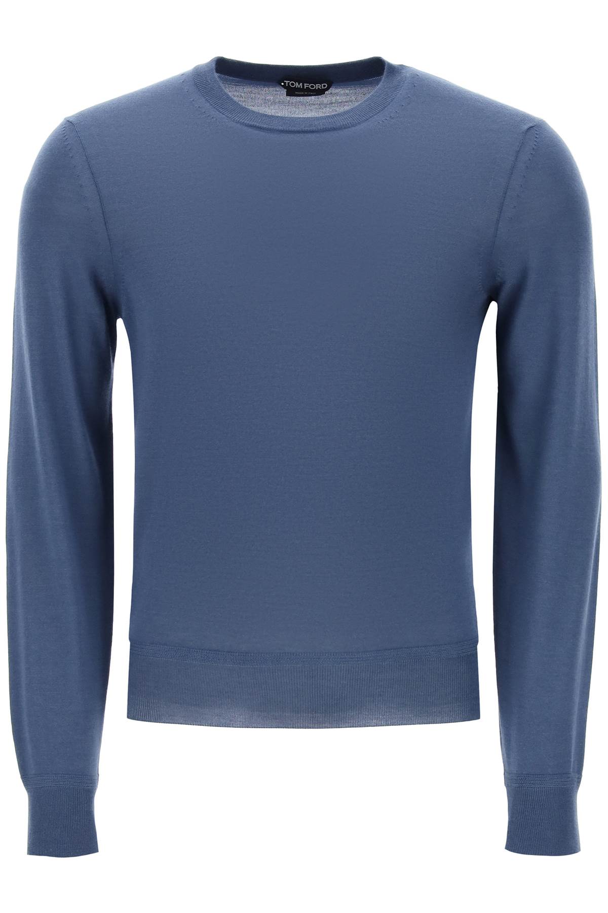 TOM FORD Men's Light Silk-Cashmere Sweater in Blue for Spring/Summer 2024