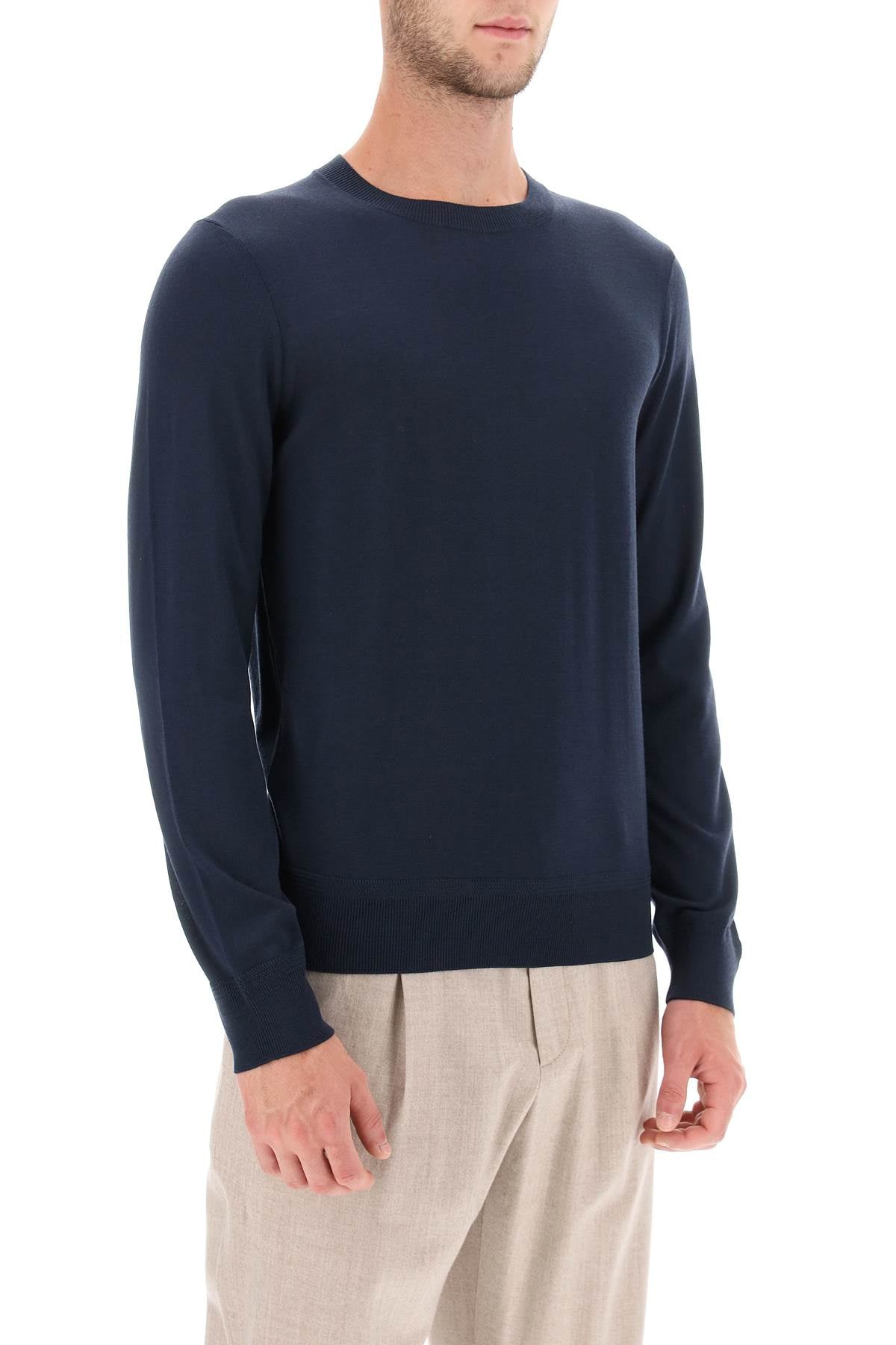 TOM FORD Luxurious Fine Wool Sweater for Men - Lightweight Crew Neck in Blue