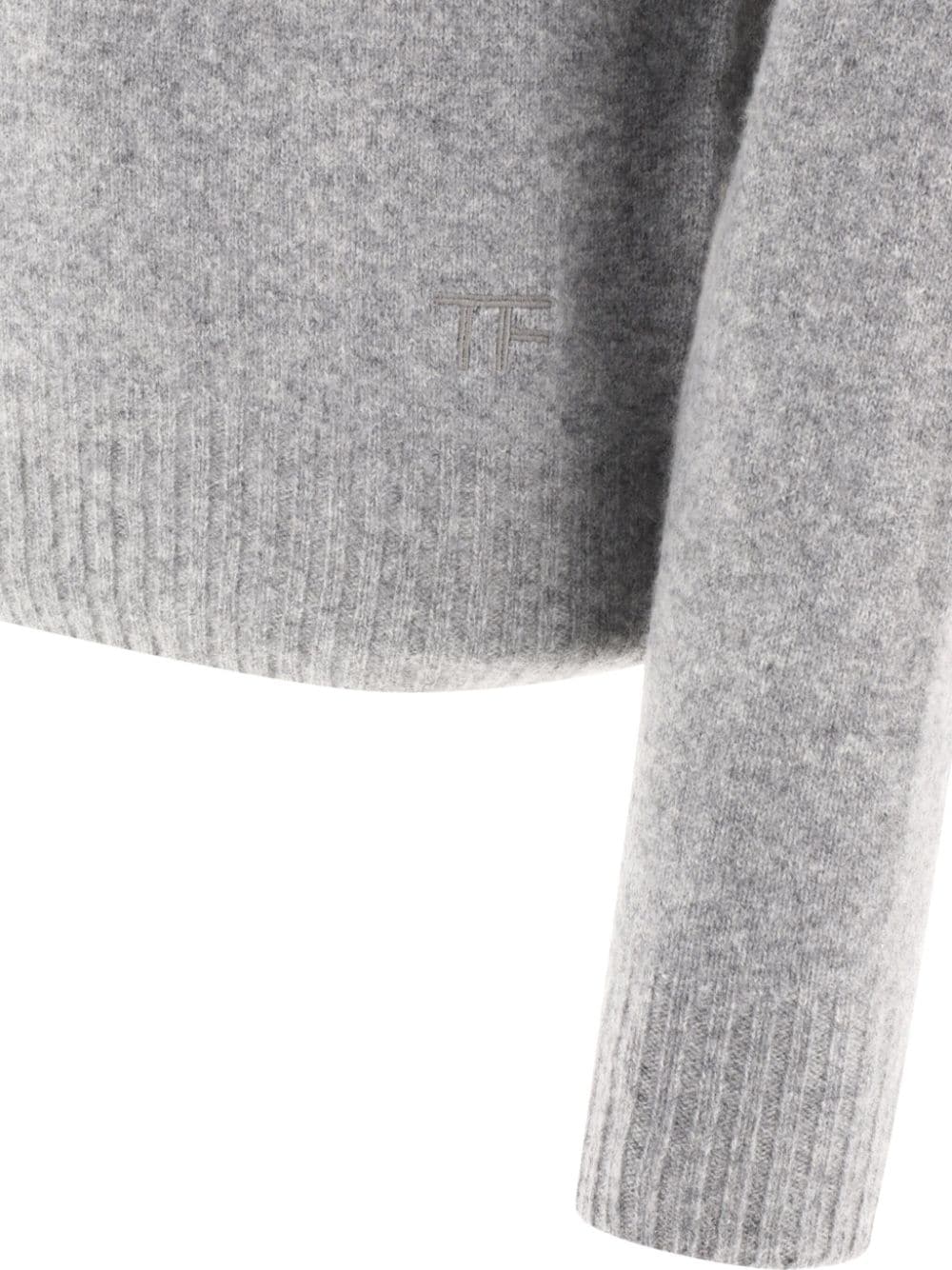 Áo Len Cổ Tròn Bằng Cashmere Màu Xám