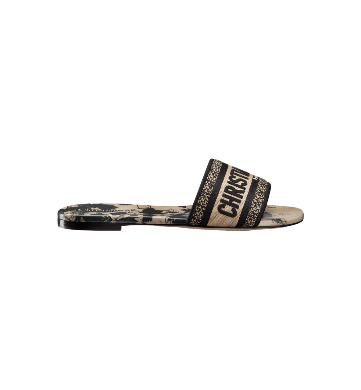 Black and Beige Embroidered Women's Sandals for SS24