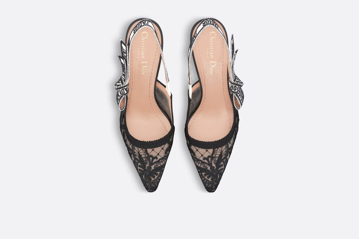 Black Leather Butterfly Slingback Pumps for Women - SS24