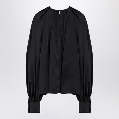 MAX MARA PIANOFORTE Elegant Silk Satin Blouse with Criss-Cross Detail