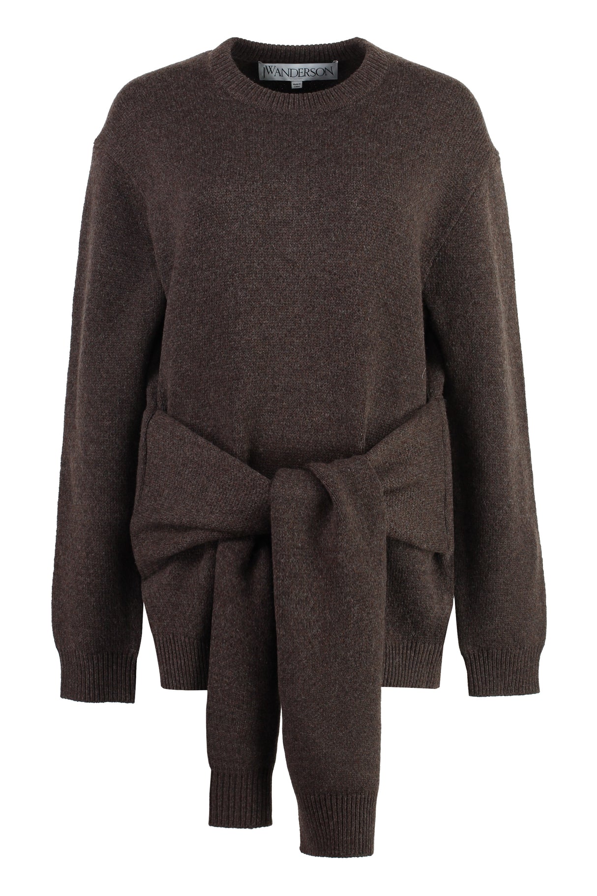 JW ANDERSON Long Sleeve Crew Neck Sweater with Front Knot Detail