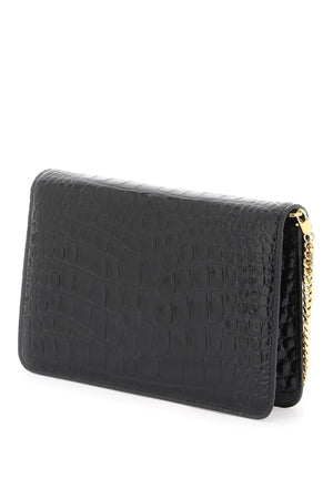 TOM FORD Whitney Shoulder Handbag - Crocodile Print Leather with Gold Detail